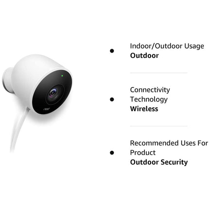 Nest Cam White Night Vision Motion Sensor Outdoor Security Camera w/ Accessories (Renewed)