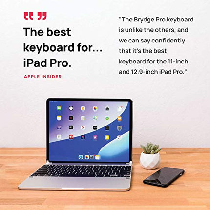 Brydge Pro 12.9 Keyboard for iPad Pro 12.9-inch 3rd Generation Model (2018) | Aluminum Wireless Bluetooth 4.2 Keyboard with Backlit Keys | Long Battery Life | (Silver)