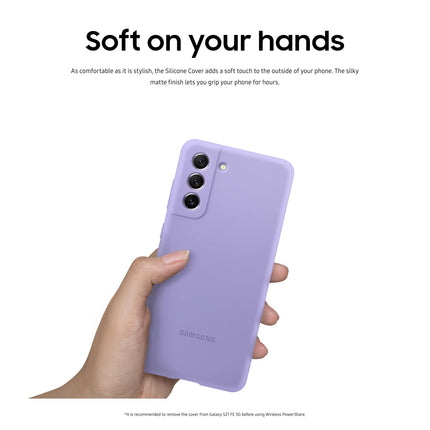SAMSUNG Galaxy S21 FE 5G Silicon Cover, Protective Phone Case, Smartphone Protector, Hook to Attach Strap, Soft Grip, Matte Finish, US Version, Lavender