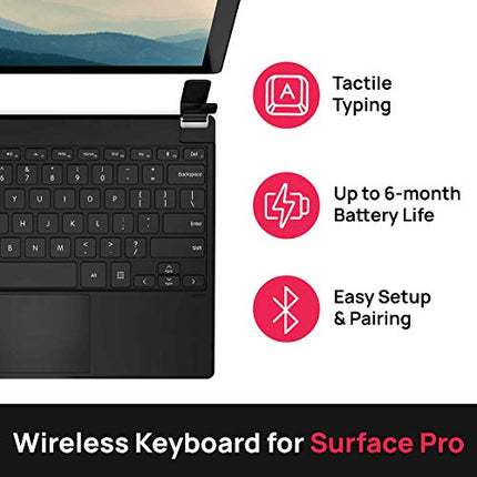 Brydge 12.3 Pro+ Wireless Keyboard Type Cover with Precision Touchpad | Compatible with Microsoft Surface Pro 7, 6, 5 & 4 | Designed for Surface | (Black)