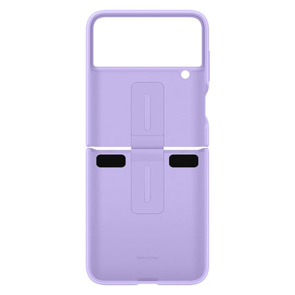 SAMSUNG Galaxy Z Flip 4 Silicone Cover with Ring, Protective Phone Case with Finger Loop, Matte Finish, Bold Style, Handheld Design, US Version, Bora Purple