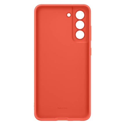 SAMSUNG Galaxy S21 FE 5G Silicon Cover, Protective Phone Case, Smartphone Protector, Hook to Attach Strap, Soft Grip, Matte Finish, US Version, Coral