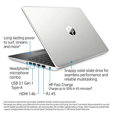 HP 14-Inch Laptop, 7th Gen AMD A9-9425, 4 GB SDRAM Memory, 128 GB Solid-State Drive, Windows 10 Home in S Mode (14-dk0020nr, Natural Silver) (Renewed)