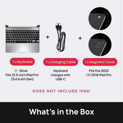 Brydge 12.9 Pro Keyboard for iPad Pro 12.9-inch 3rd Generation & 4th Generation Models (2018 & 2020) | Aluminum Wireless Bluetooth 4.2 Keyboard with Backlit Keys | Long Battery Life | (Silver)