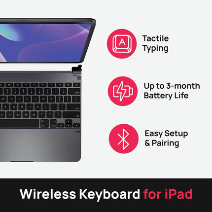 Brydge Pro 12.9 Keyboard for iPad Pro 12.9-inch 3rd Generation Model (2018) | Aluminum Wireless Bluetooth Keyboard with Backlit Keys | Long Battery Life | (Space Gray)