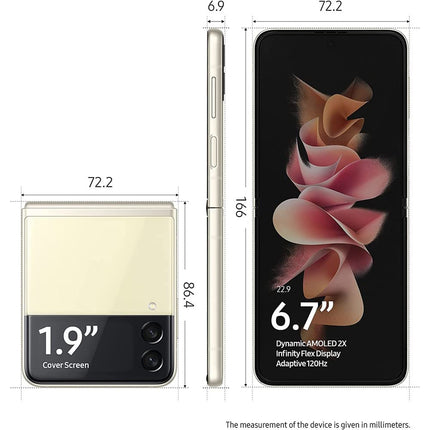 Samsung Galaxy Z Flip 3 Flip3 5G Fully Unlocked Android Cell Phone US Version Smartphone Flex Mode, Intuitive Camera Compact - (Renewed) (128GB, Cream)
