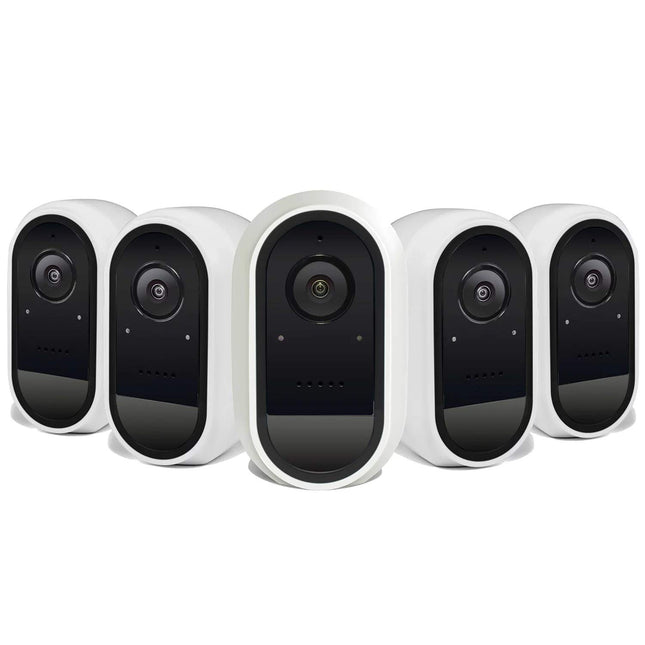 Swann Indoor/Outdoor Wireless 1080p Security Camera 5 Pack White (Heat & Motion-Sensing, Night Vision, Smart Mobile Alerts with Free Face Recognition, Weatherproof, 2-Way Talk) SWIFI-CAMWPK5