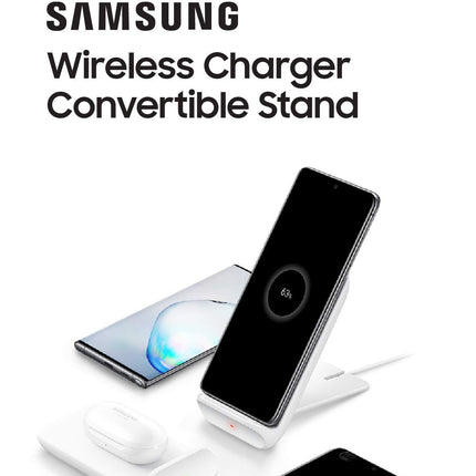 Samsung Electronics Wireless Charger Convertible Qi Certified (Pad/Stand) - for Galaxy Buds, Galaxy Phones, and Apple iPhone Devices - US Version - White (US Version)