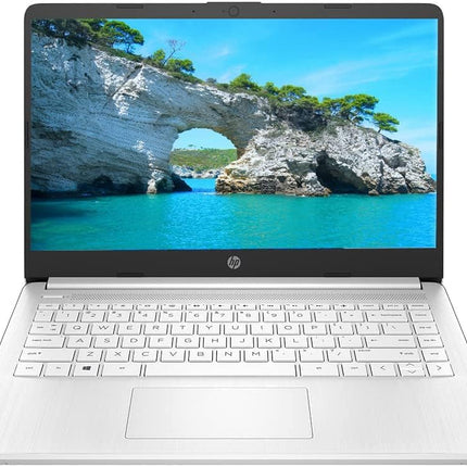 HP Newest 14" FHD Laptop, Windows 11, AMD Processor Up to 2.60GHz, 4GB RAM, 128GB SSD, Webcam, Dale Silver (Renewed)