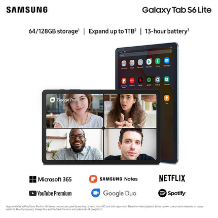 SAMSUNG Galaxy Tab S6 Lite 10.4" 128GB Android Tablet, LCD Screen, S Pen Included, Slim Metal Design, AKG Dual Speakers, 8MP Rear Camera, Long Lasting Battery, US Version, 2022, Oxford Gray