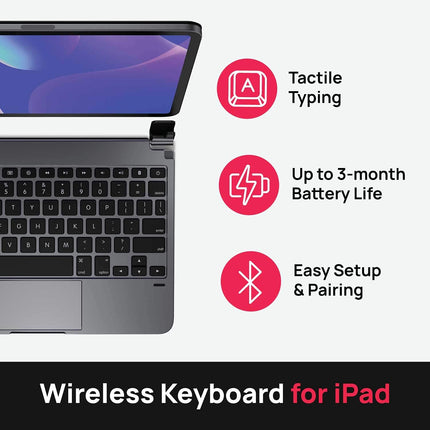 Brydge 11.0 Pro+ Wireless Keyboard with Trackpad | Compatible with iPad Pro 11-inch (1st, 2nd & 3rd Gen) | Native Multi-Touch Trackpad | Backlit Keys | (Space Gray)