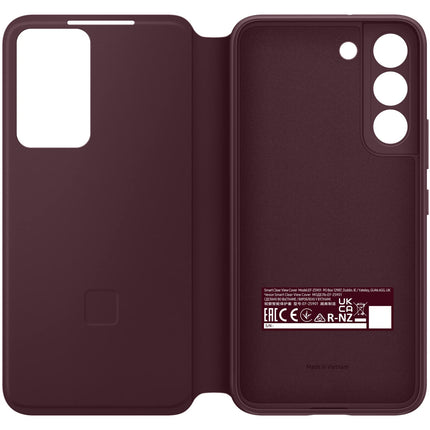 SAMSUNG Galaxy S22 S-View Flip Cover, Protective Phone Case, Tap Control, Cutting Edge Design, US Version, Burgundy, (EF-ZS901CEEGUS)