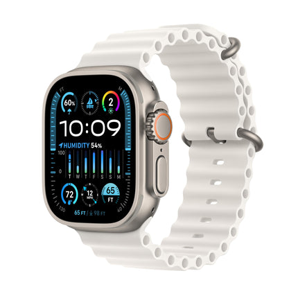 Apple Watch Ultra 2 [GPS + Cellular 49mm] Smartwatch with Rugged Titanium Case & White Ocean Band. Fitness Tracker, GPS, Action Button, Extra-Long Battery Life, Bright Retina Display (Renewed)