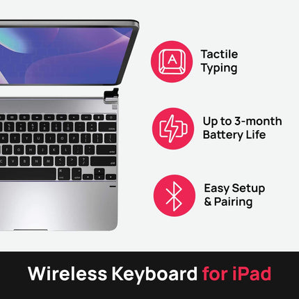 Brydge 12.9 Pro Keyboard for iPad Pro 12.9-inch 3rd Generation & 4th Generation Models (2018 & 2020) | Aluminum Wireless Bluetooth 4.2 Keyboard with Backlit Keys | Long Battery Life | (Silver)