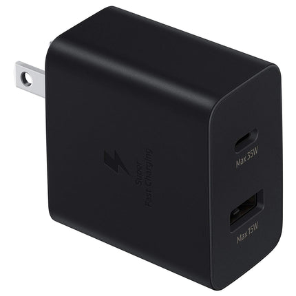 SAMSUNG 35W Dual Port Wall Charger USB C Adapter, Super Fast Charging Block for Galaxy Phones and Devices, Cable Not Included, 2021, US Version, Black