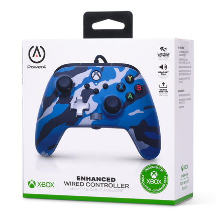 PowerA Enhanced Wired Controller for Xbox Series X|S - Metallic Blue Camo, gamepad, wired video game controller, gaming controller, Xbox Series X|S [video game]