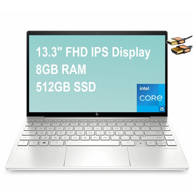 HP Envy 13 2021 Flagship Business Laptop 13.3" FHD IPS 100% sRGB Display 11th Gen Intel Quad-Core i5-1135G7 (Beats i7-1065G7) 8GB RAM 512GB SSD Backlit KB Fingerprint Win10 Silver (Renewed)