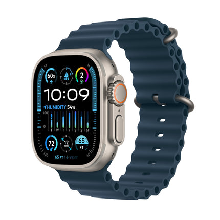 Apple Watch Ultra 2 [GPS + Cellular 49mm] Smartwatch with Rugged Titanium Case & Blue Ocean Band (Renewed)