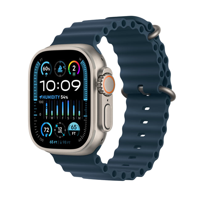 Apple Watch Ultra 2 [GPS + Cellular 49mm] Smartwatch with Rugged Titanium Case & Blue Ocean Band (Renewed)