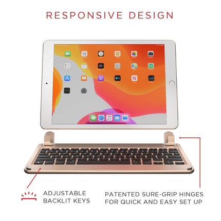 Brydge 10.2 Keyboard for Apple iPad (2019) | Aluminum Bluetooth Keyboard with Backlit Keys (Gold) (Renewed)