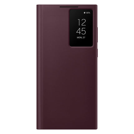 Samsung Galaxy S22 Ultra S-View Flip Cover, Protective Phone Case, Tap Control, Cutting Edge Design, US Version, Burgundy, (EF-ZS908CEEGUS)