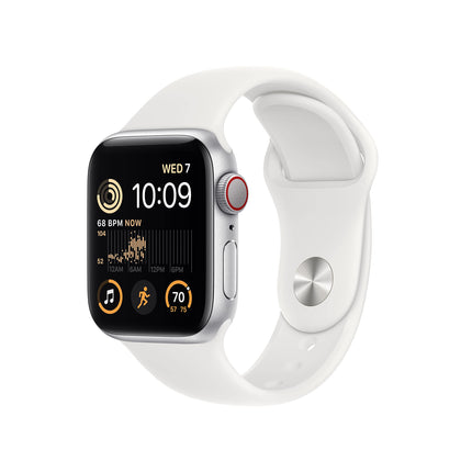 Apple Watch SE (2nd Gen) (GPS + Cellular, 40mm) - Silver Aluminum Case with White Sport Band, M/L (Renewed)