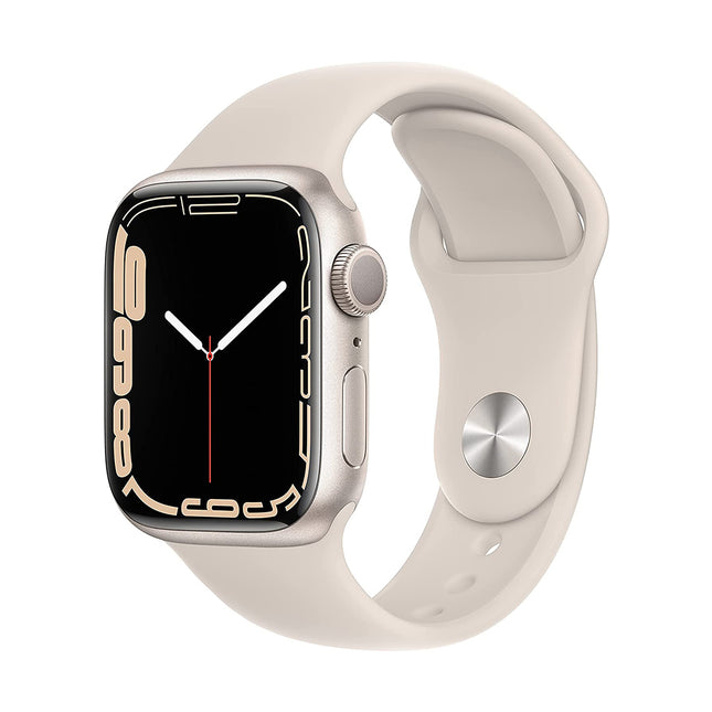 Apple Series 7 41mm Regular Size Starlight Aluminum Case with Starlight Sport Band Smart Watch (Renewed)