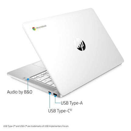 HP Chromebook 14-inch FHD Laptop, Intel Celeron N4000, 4 GB RAM, 32 GB eMMC, Chrome (14a-na0060nr, Ceramic White) (Renewed)