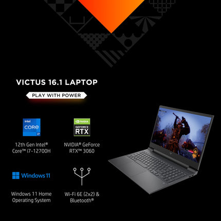 HP Victus 16 Gaming Laptop - NVIDIA GeForce RTX 3060, 12th Gen Intel Core i7-12700H, 16 GB RAM, 512 GB SSD, FHD IPS Display, Windows 11 Home, Backlit Keyboard,(Renewed)