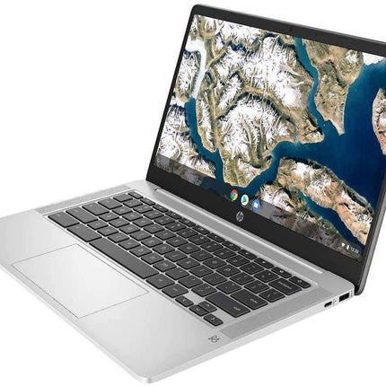 HP 2020 Chromebook 14-Inch FHD Laptop, Intel Celeron N4000, 4GB RAM, 64GB EMMC, WiFi, Webcam, Bluetooth, USB-C, B&O Audio,Chrome OS with Mouse and Sleeve, Silver