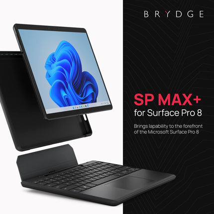 Brydge SP MAX+ Rugged Keyboard and Case for The Microsoft Surface Pro 8, Durable and Wired Case and Keyboard with Precision Touchpad for Surface Pro 8