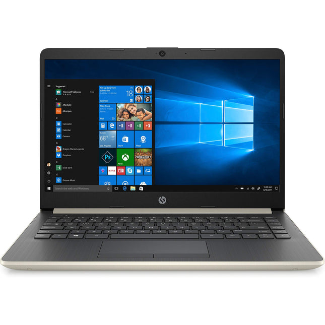 HP 14 Slim Laptop, 14" HD Display, Ryzen 3 3200U, AMD Radeon Vega 3 Graphics, 4GB, 128GB SSD, Pale Gold, 14-dk0024wm (Renewed)