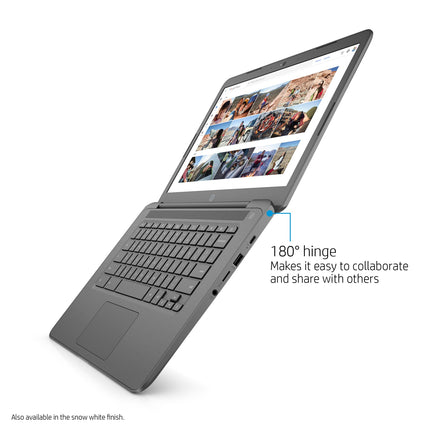 HP Chromebook 14-inch Laptop with 180-Degree Axis, Intel Celeron N3350 Processor, 4 GB RAM, 32 GB eMMC Storage, Chrome OS (14-ca050nr, White)