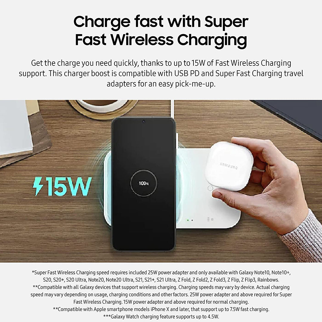 Samsung 15W Cordless Super Fast Charging Pad Wireless Charger Duo